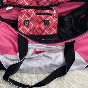 Nike Pink and Black Women's Duffel Gym Bag with Shoe Pocket
